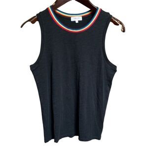 GOLDIE LEWINTER Black Rainbow Crew Neck Sleeveless Slub Tee Shirt M